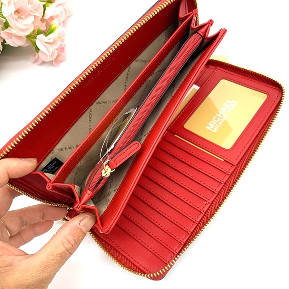 Michael Kors Jet Set Travel LG Continental Wristlet - Brown / Flame - Picture 9 of 11